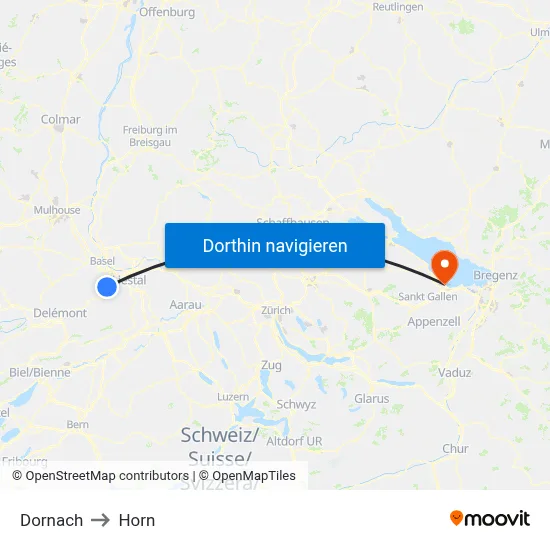 Dornach to Horn map