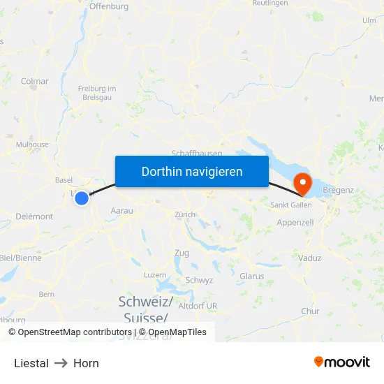Liestal to Horn map