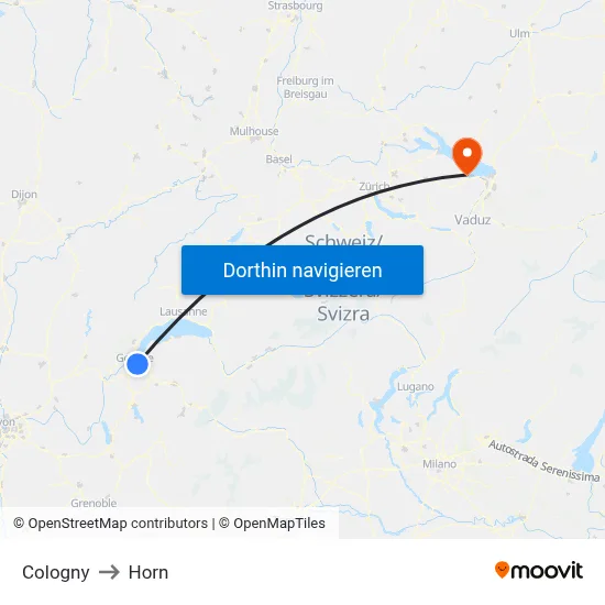 Cologny to Horn map