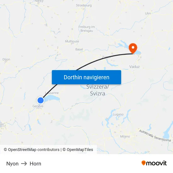 Nyon to Horn map
