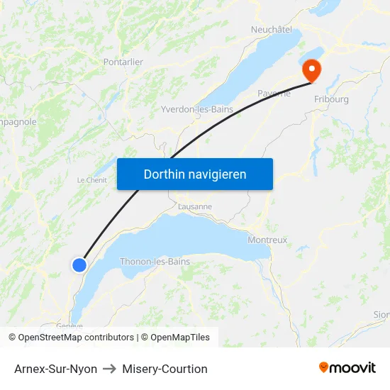 Arnex-Sur-Nyon to Misery-Courtion map