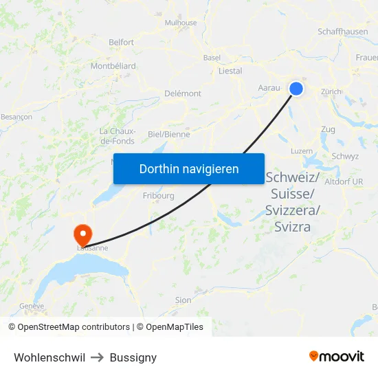 Wohlenschwil to Bussigny map