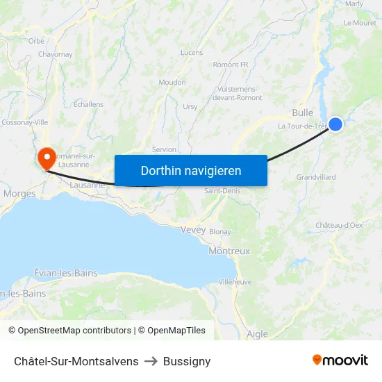 Châtel-Sur-Montsalvens to Bussigny map