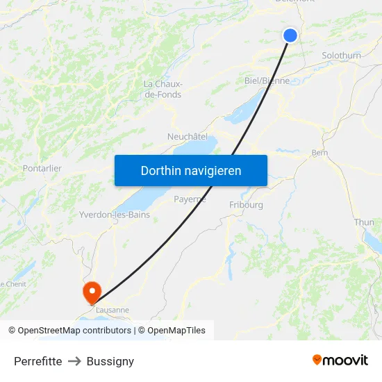 Perrefitte to Bussigny map