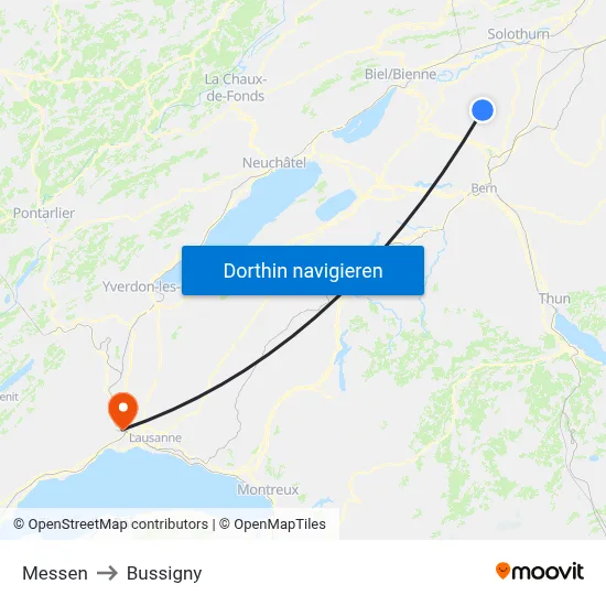 Messen to Bussigny map