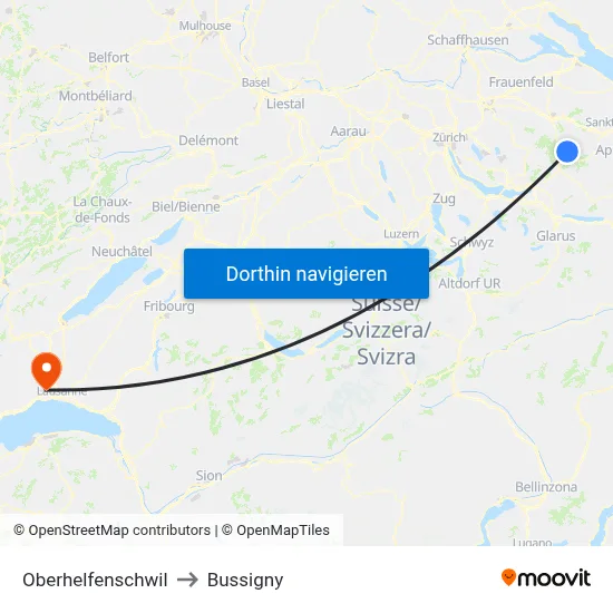 Oberhelfenschwil to Bussigny map