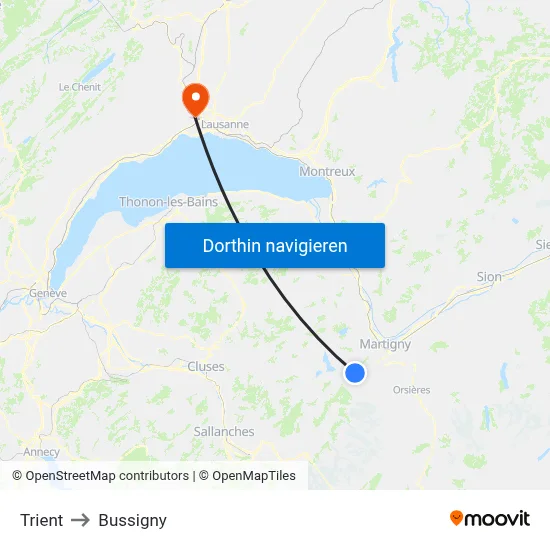 Trient to Bussigny map
