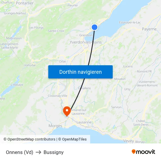 Onnens (Vd) to Bussigny map