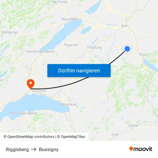 Riggisberg to Bussigny map