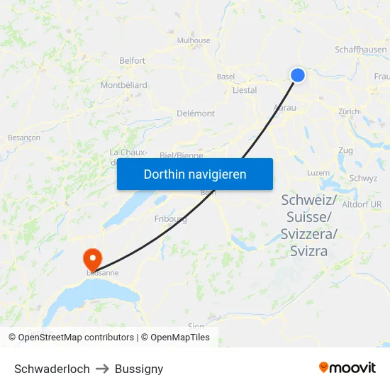 Schwaderloch to Bussigny map