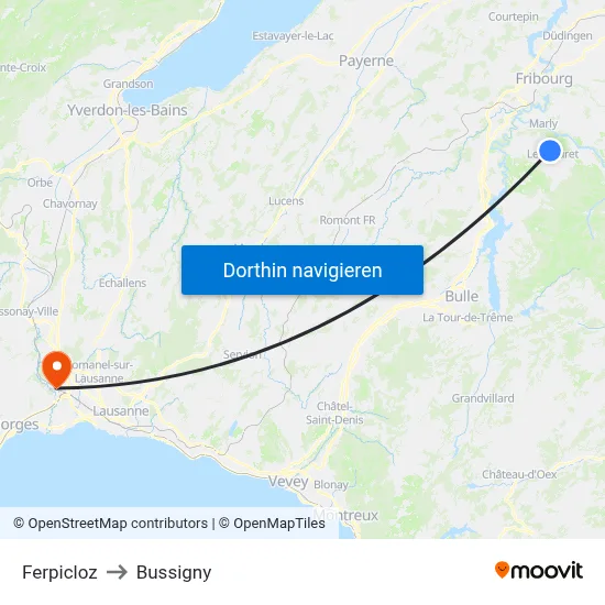 Ferpicloz to Bussigny map