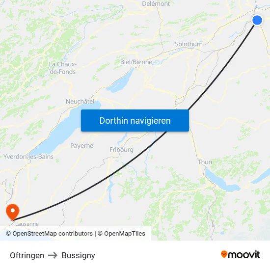 Oftringen to Bussigny map