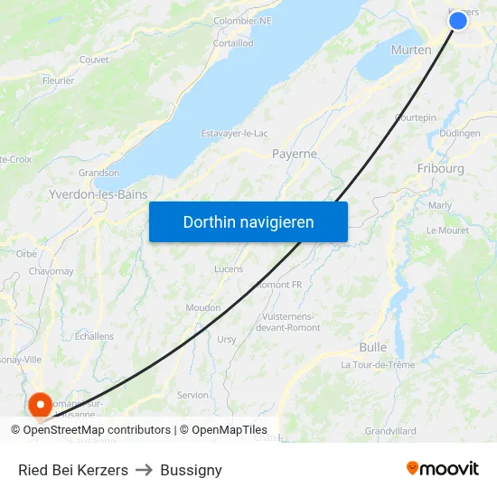 Ried Bei Kerzers to Bussigny map
