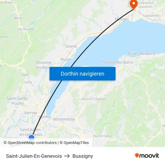 Saint-Julien-En-Genevois to Bussigny map
