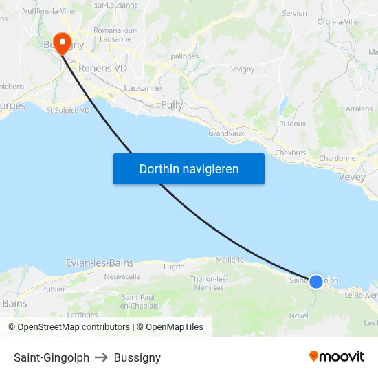 Saint-Gingolph to Bussigny map