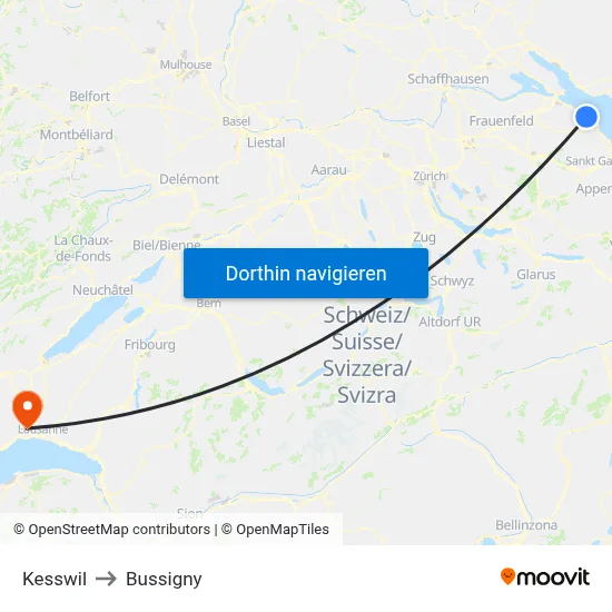 Kesswil to Bussigny map