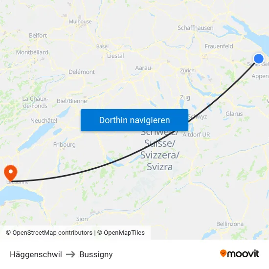 Häggenschwil to Bussigny map