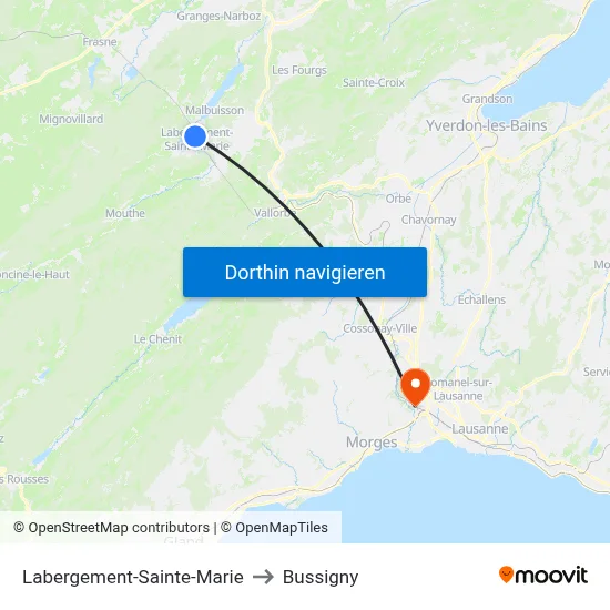 Labergement-Sainte-Marie to Bussigny map