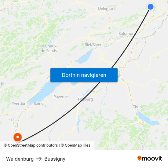 Waldenburg to Bussigny map