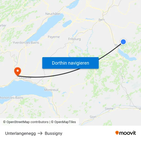 Unterlangenegg to Bussigny map