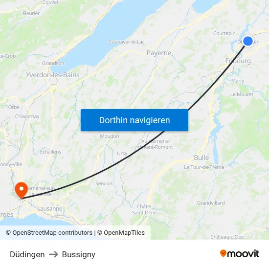 Düdingen to Bussigny map