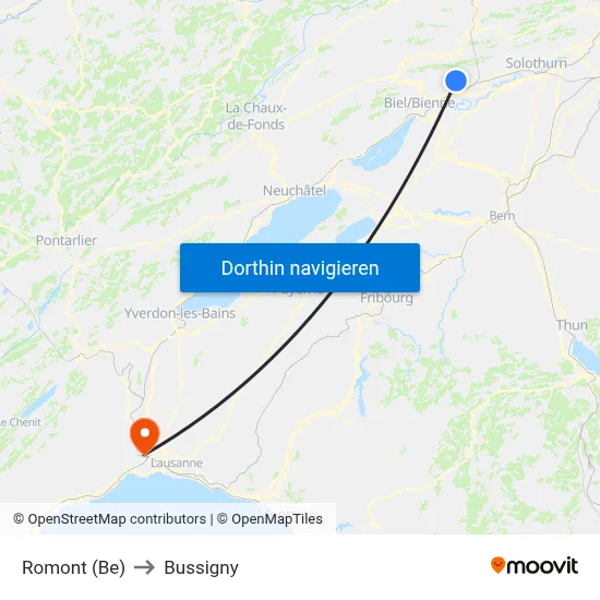 Romont (Be) to Bussigny map