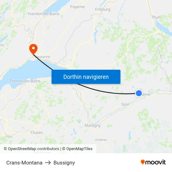 Crans-Montana to Bussigny map