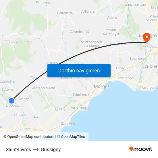 Saint-Livres to Bussigny map