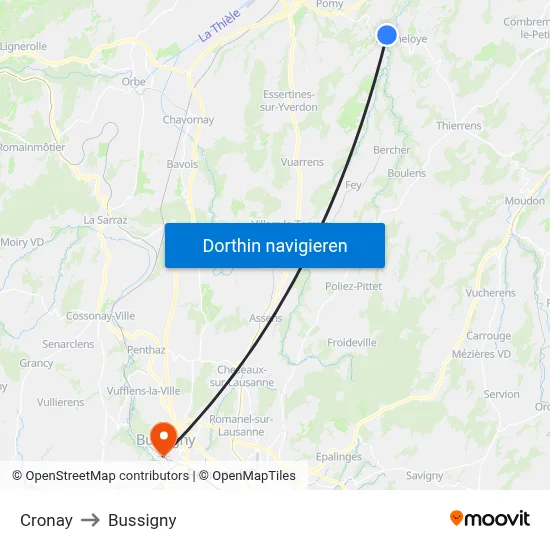 Cronay to Bussigny map