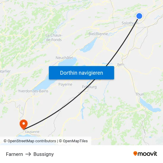 Farnern to Bussigny map