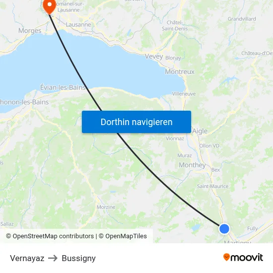 Vernayaz to Bussigny map