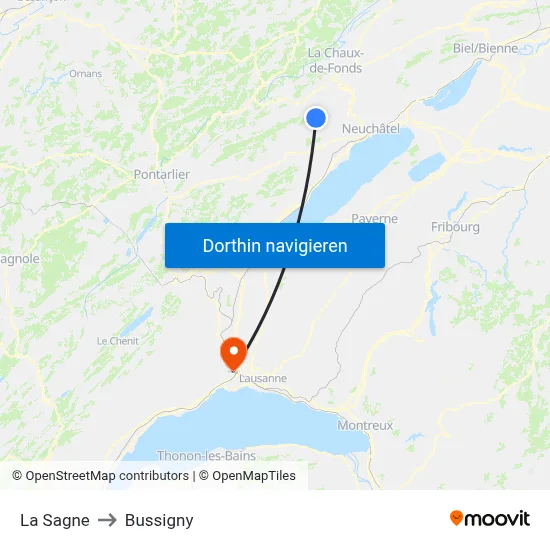 La Sagne to Bussigny map