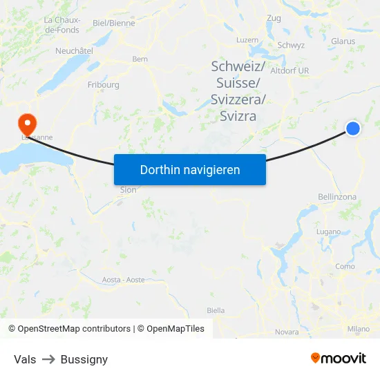 Vals to Bussigny map