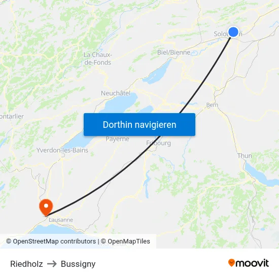 Riedholz to Bussigny map