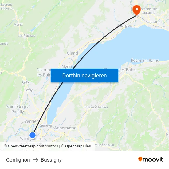 Confignon to Bussigny map