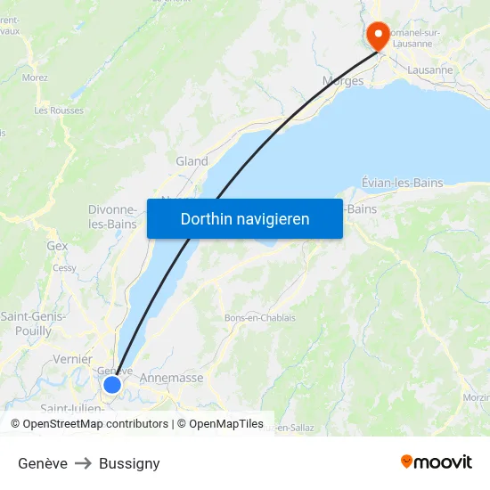 Genève to Bussigny map