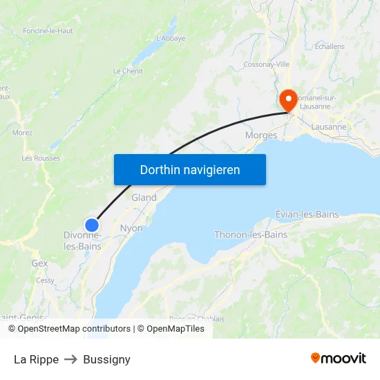 La Rippe to Bussigny map