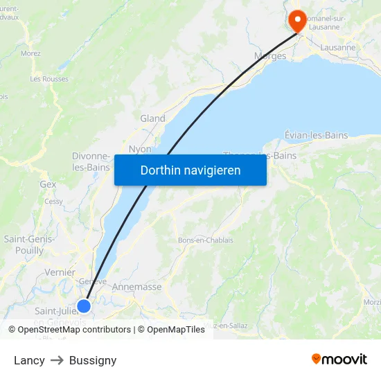 Lancy to Bussigny map