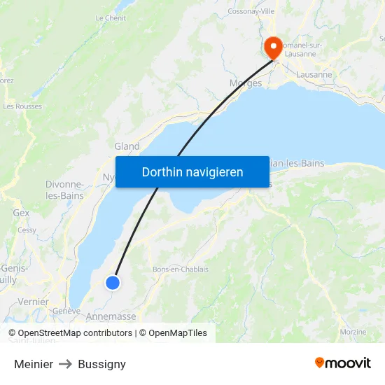 Meinier to Bussigny map