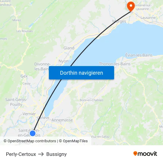 Perly-Certoux to Bussigny map