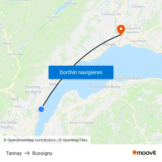 Tannay to Bussigny map