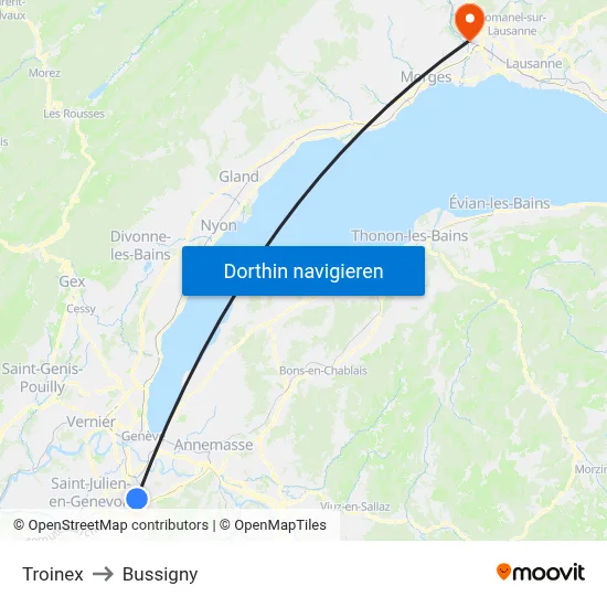Troinex to Bussigny map