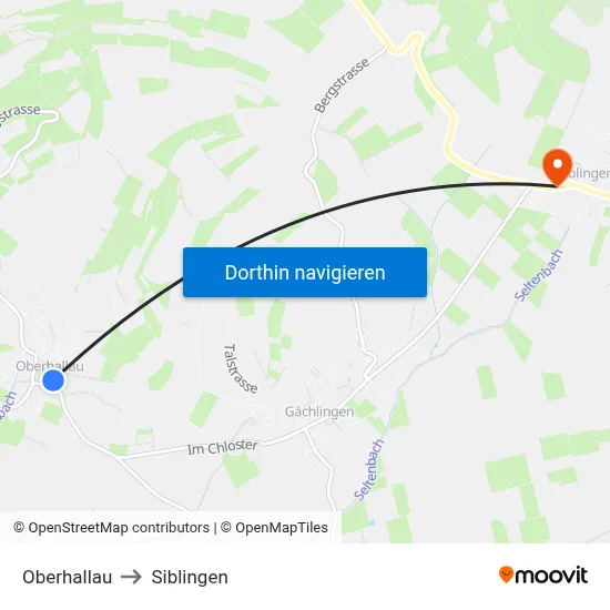 Oberhallau to Siblingen map