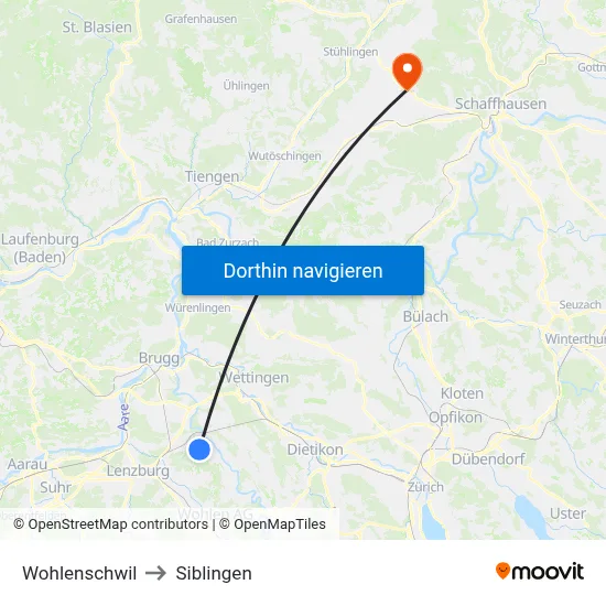 Wohlenschwil to Siblingen map