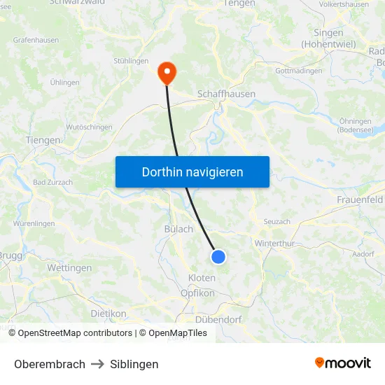 Oberembrach to Siblingen map