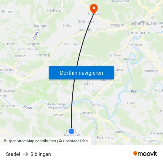 Stadel to Siblingen map