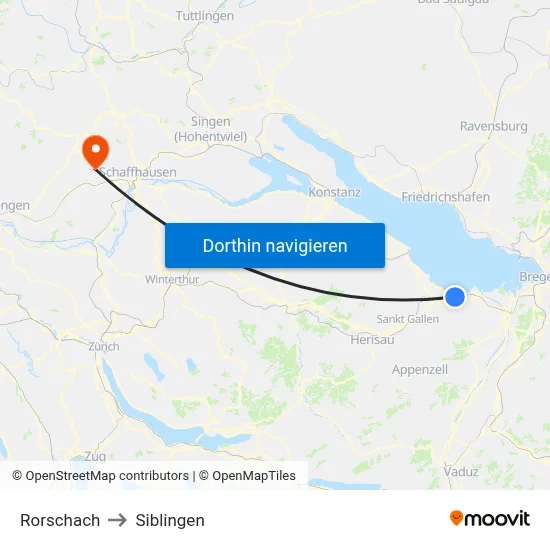 Rorschach to Siblingen map