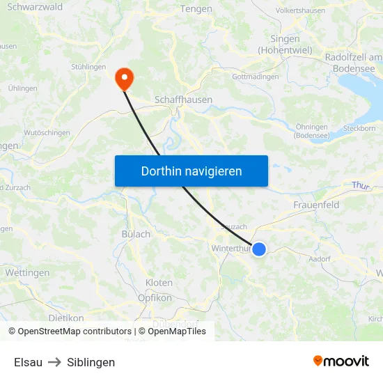 Elsau to Siblingen map