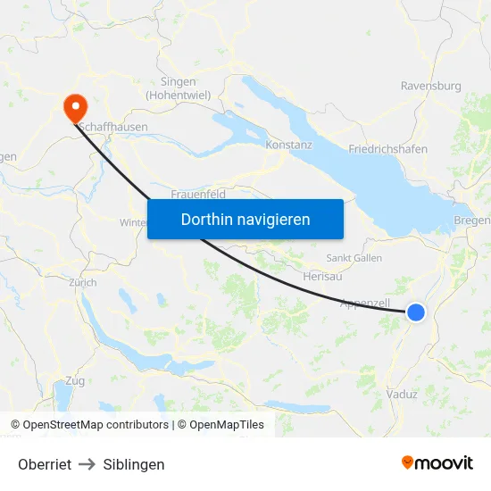 Oberriet to Siblingen map
