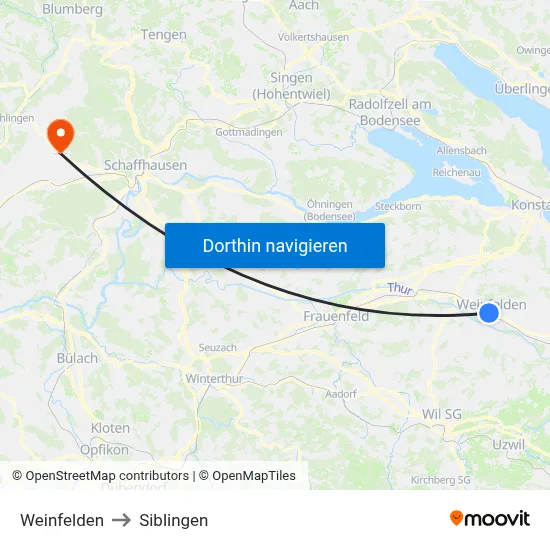 Weinfelden to Siblingen map